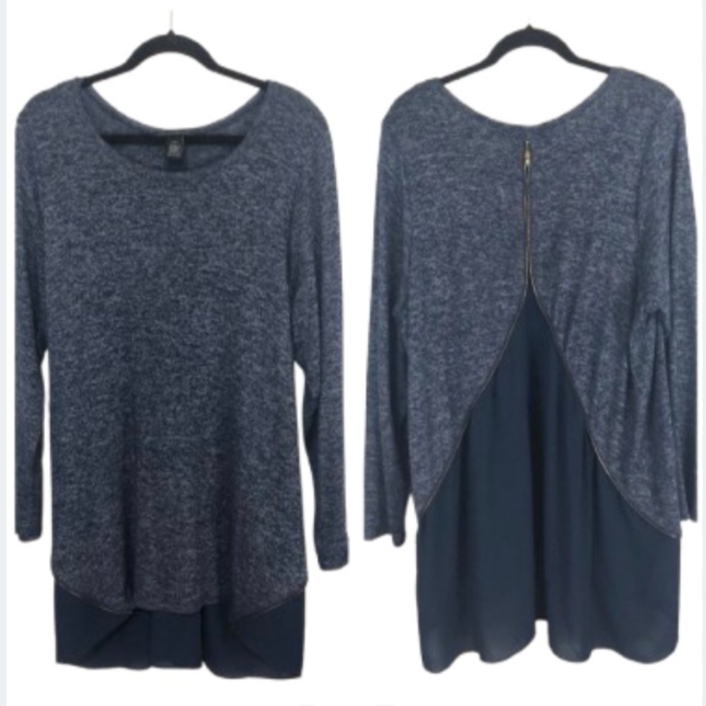 Lane Bryant Mixed Media Zipper Sweater Size 18 20 2X